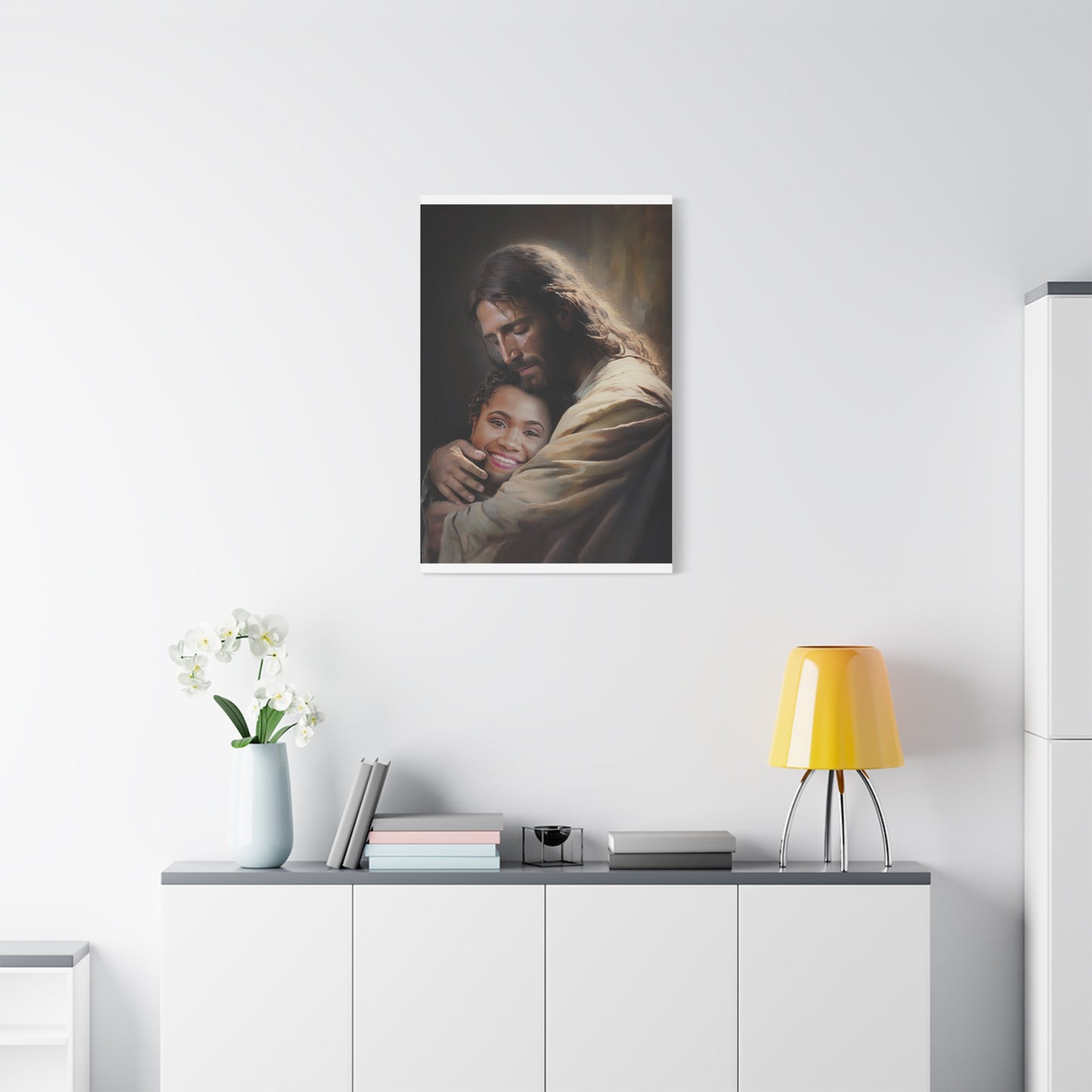 Safe In His Arms, Personalized Jesus Canvas Portrait